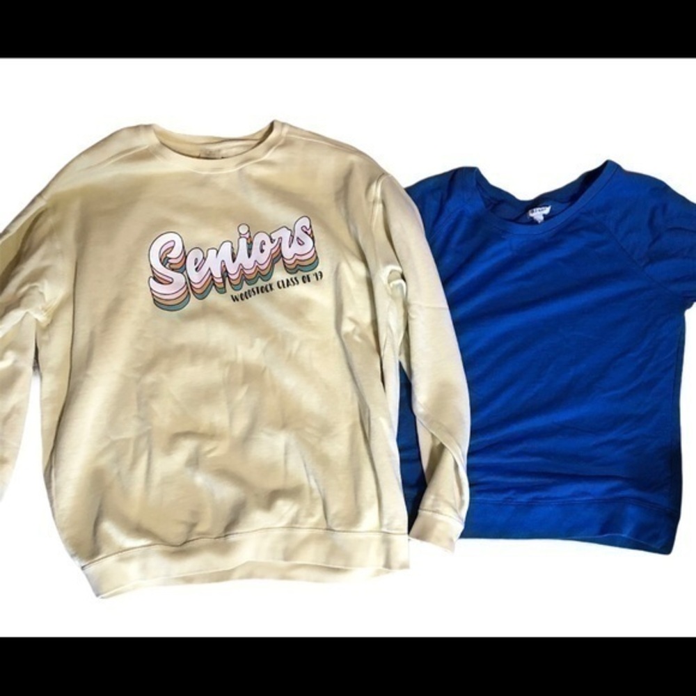 2 long sleeve sweat shirts both size large